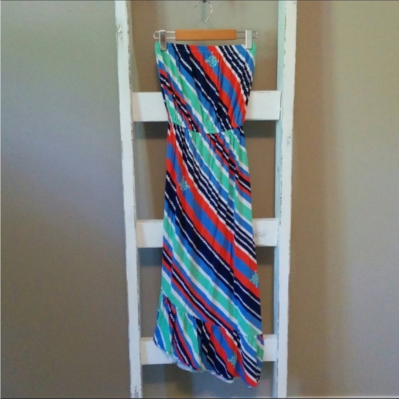 Lilly Pulitzer strapless diagonal stripe dress - Picture 2 of 9